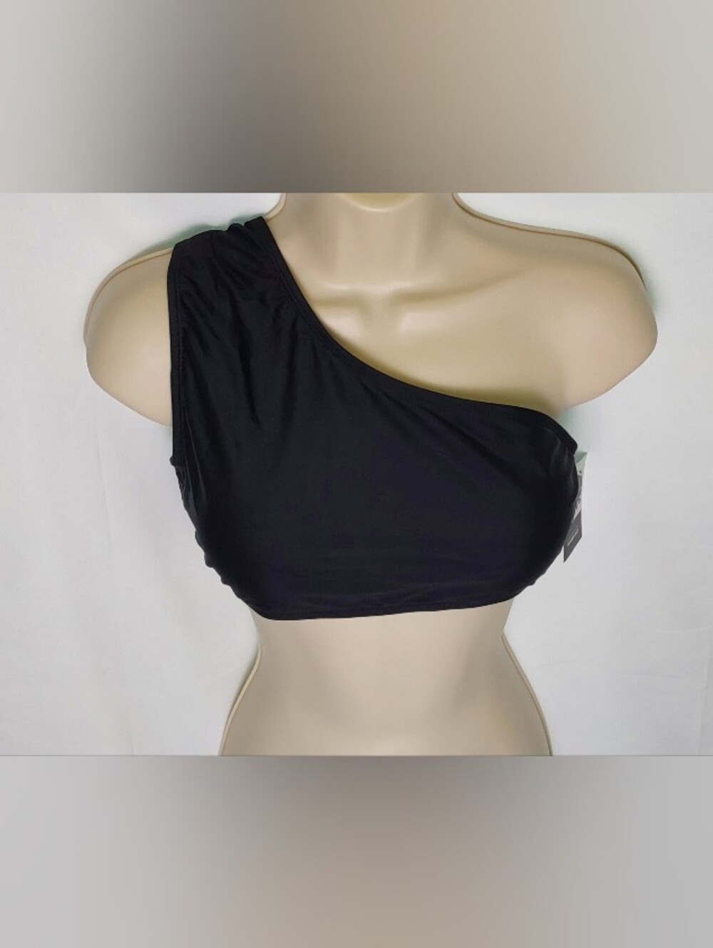 Black One-Shoulder Women's Swim Top
